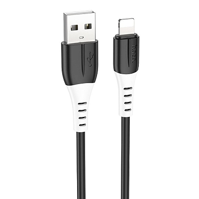 hoco X82 USB вилка - iPhone (Lightning) вилка, 2.4A, силикон, черный, 1м