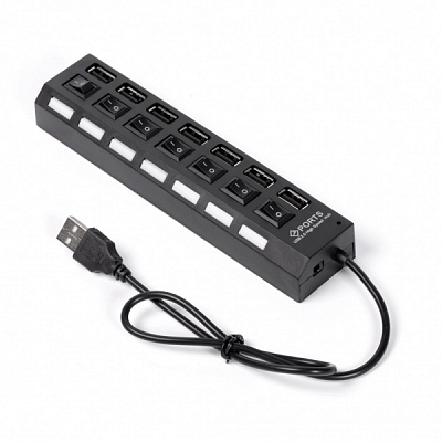 Разветвитель USB на 7 порта Smartbuy СуперЭконом с переключателями, черный