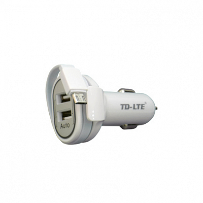 Автомобильное з/у microUSB + 2USB TD-LTE TD-C26, 2.4A, скручивающийся шнур, белый