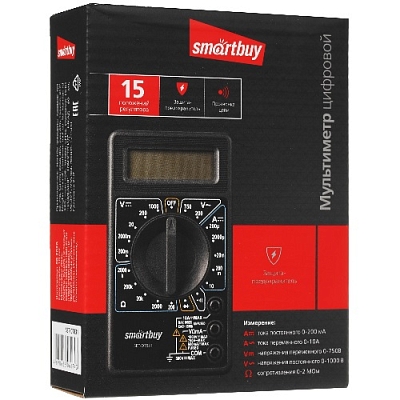 Мультиметр DT831, многофункциональный, в комплекте: набор щупов, крона, Smartbuy tools