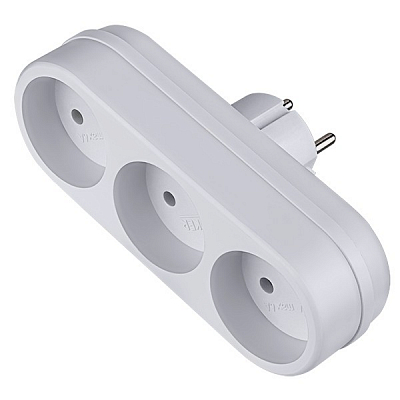 Разветвитель Perfeo RU POWER, 3 гнезда без заземления, 6А, 220В, белый