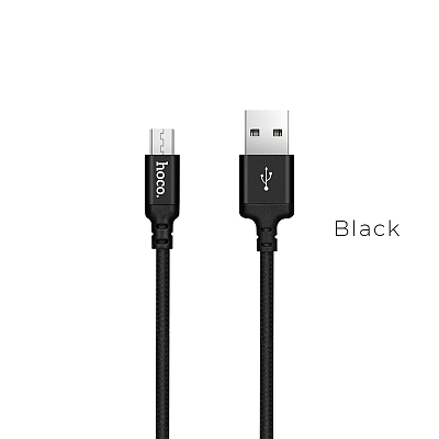 hoco X14 USB вилка - microUSB вилка, нейлон, черный, 1 м.