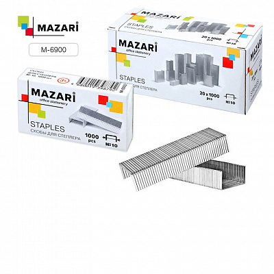 Скобы для степлера MAZARI №10, 1000 шт., оцинкованные