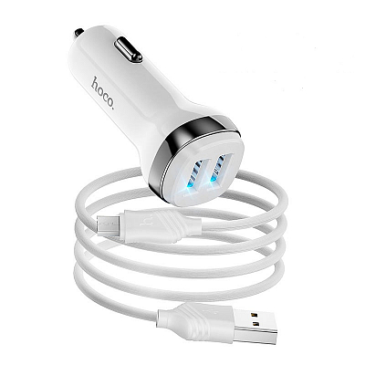 Универсальное авто з/у + кабель Micro 2USB hoco Z40 2.4A, белый